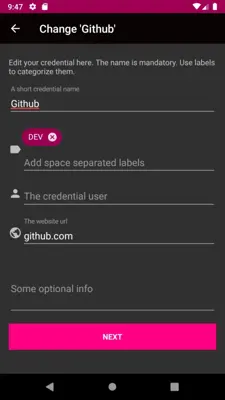 ANOTHERpass android App screenshot 2